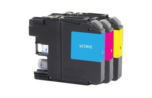 Cyan, Magenta, Yellow Ink Cartridges for Brother LC-101 3-Pack