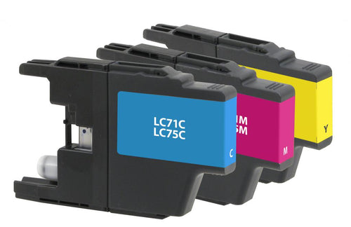 Cyan, Magenta, Yellow Ink Cartridges for Brother LC71, 3-Pack