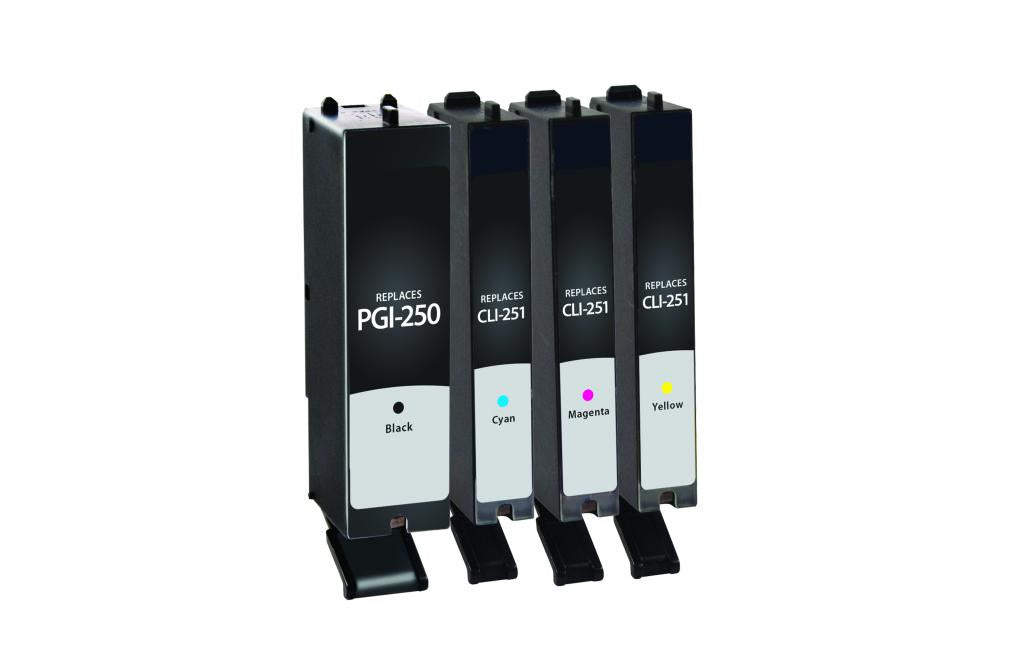 Black, Cyan, Magenta, Yellow Ink Cartridges for Canon PGI-250/CLI-251 4-Pack