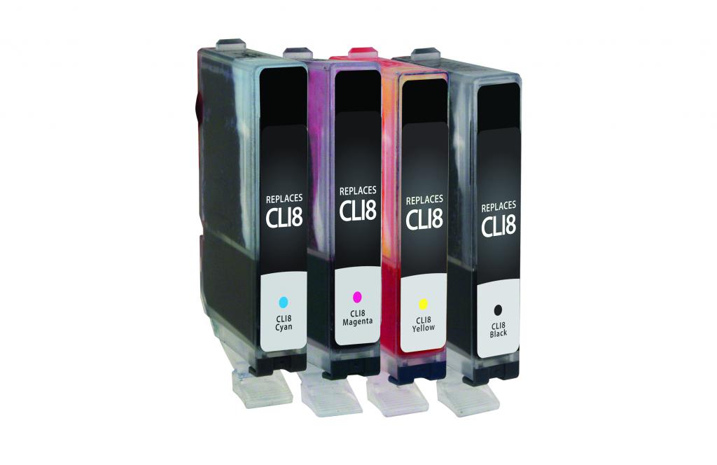 Black, Cyan, Magenta, Yellow Ink Cartridges for Canon CLI-8 4-Pack