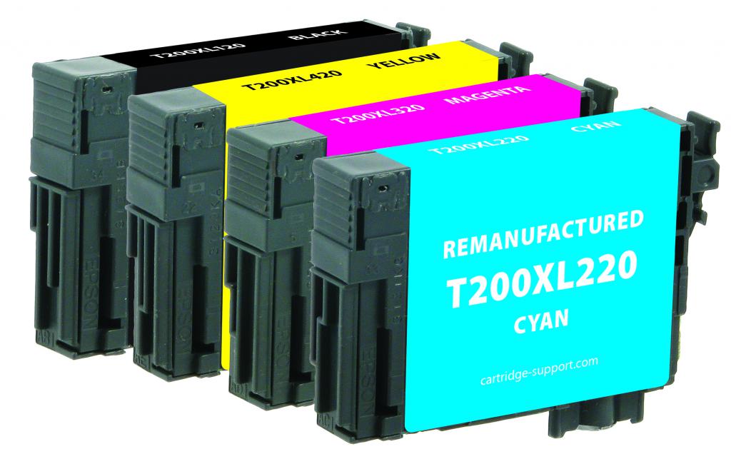Black High Capacity, Cyan, Magenta, Yellow Ink Cartridges for Epson T200XL/T200