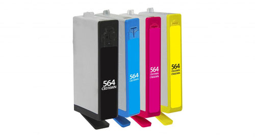 Black, Cyan, Magenta, Yellow Ink Cartridges for HP 564 4-Pack